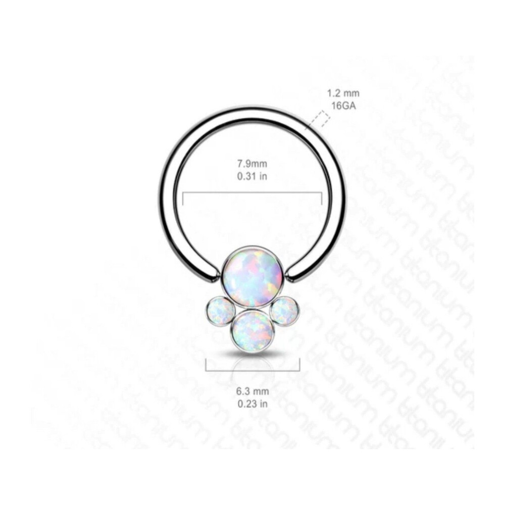 NEW Blue 16 Gauge Opal Septum Ring Puppy Paw Titanium Bead Circular Barbell - Picture 2 of 4